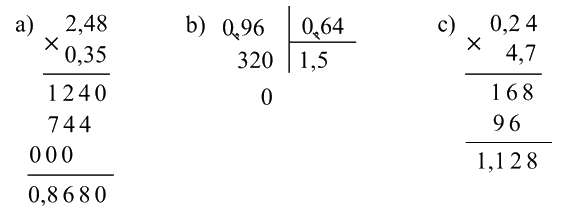 Toán lớp 5 Bài 87. Ôn tập về các phép tính với số thập phân (tiếp theo) - SGK Bình Minh 1